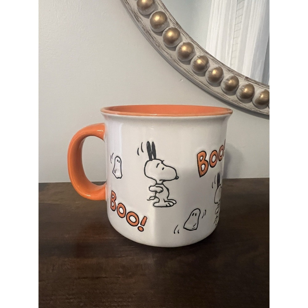 Peanuts Snoopy Halloween 21oz Mug Boo Ghost Orange Coffee Cup Gibson 2022